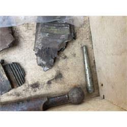 Small collection of WW2 shrapnel and German and British shell parts, most with manuscript details of where and when found including London, Leeds, Bristol, Linton-on-Ouse etc