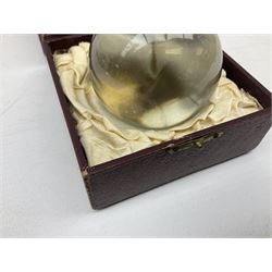 Victorian crystal ball, in a fitted case, D8cm