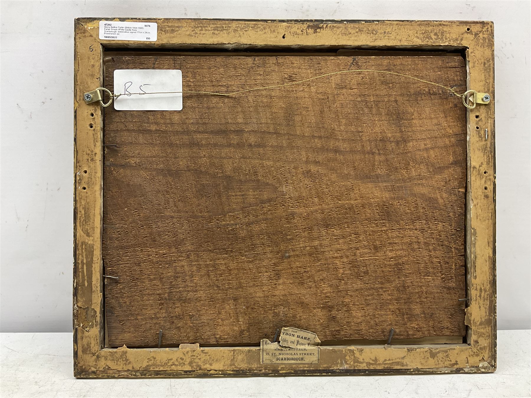 Henry Barlow Carter (British 1804-1868): Fisher Smack off the Castle Rock Scarborough, watercolour signed 17cm x 24cm 
Provenance: part of a large North Yorkshire single owner life time collection of H B & J N Carter watercolours