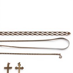 9ct gold jewellery, including chains, cross pendants and bracelets