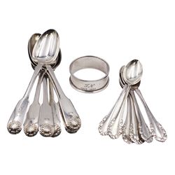 Set of six Victorian silver Fiddle Shell