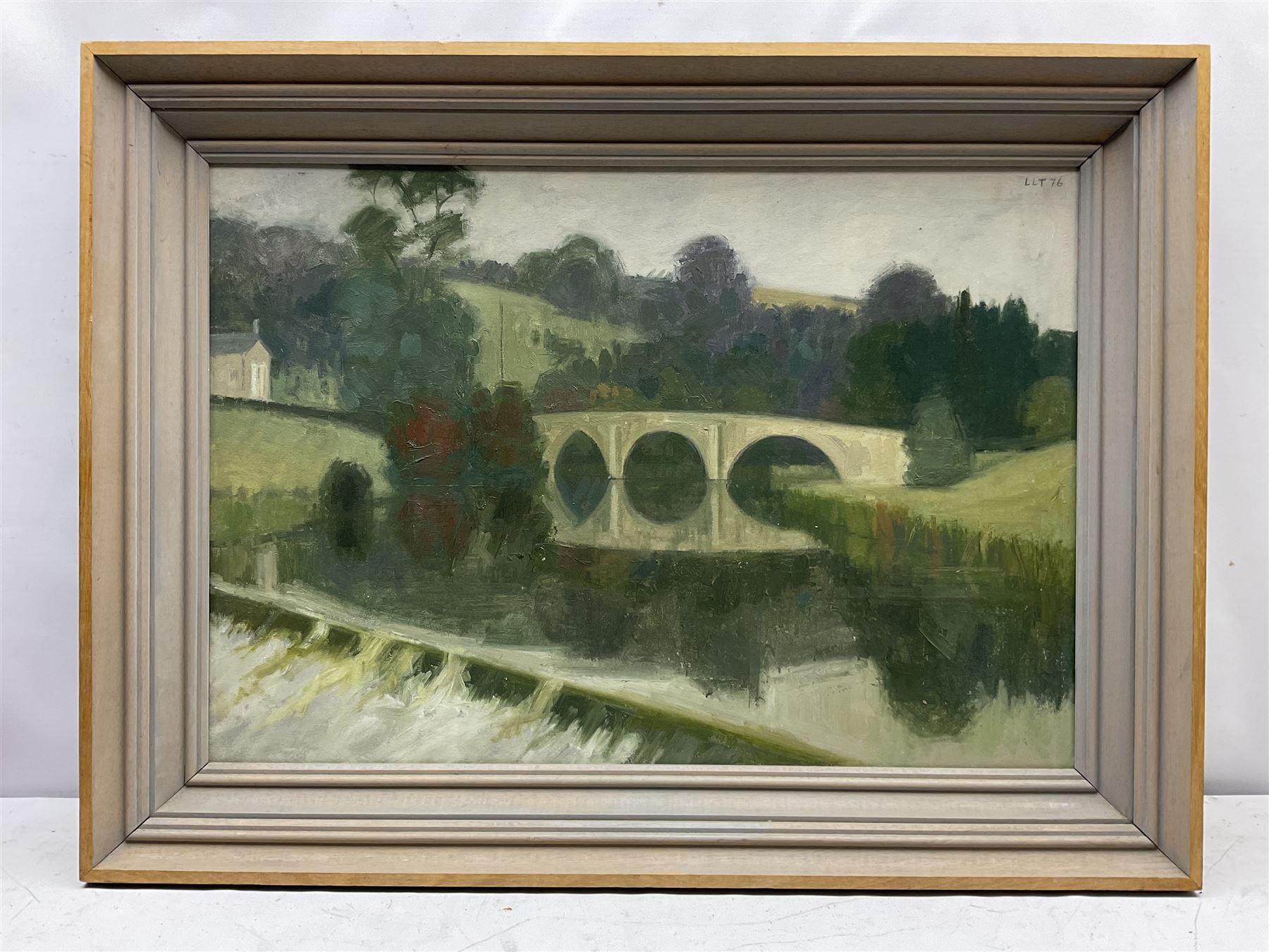 Lawrence Leifchild Toynbee (British 1922-2002): Bridge at Kirkham Priory Yorkshire, oil on board signed with initials and dated '76, 52cm x 75cm
Notes: Toynbee attended Ampleforth College and Oxford University then studied at Ruskin School of Drawing Oxford 1945-47. Several teaching appointments inc. Ruskin, Oxford School of Art and Morley College. Latterly he lived at Ganthorpe, Terrington near Malton a few miles from Kirkham Priory