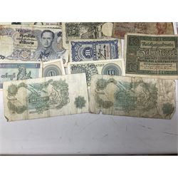 Great British and World banknotes, including Bank of England Page one pound 'EW57', Forde ten shillings 'C41N', various Belgian and Scottish notes etc