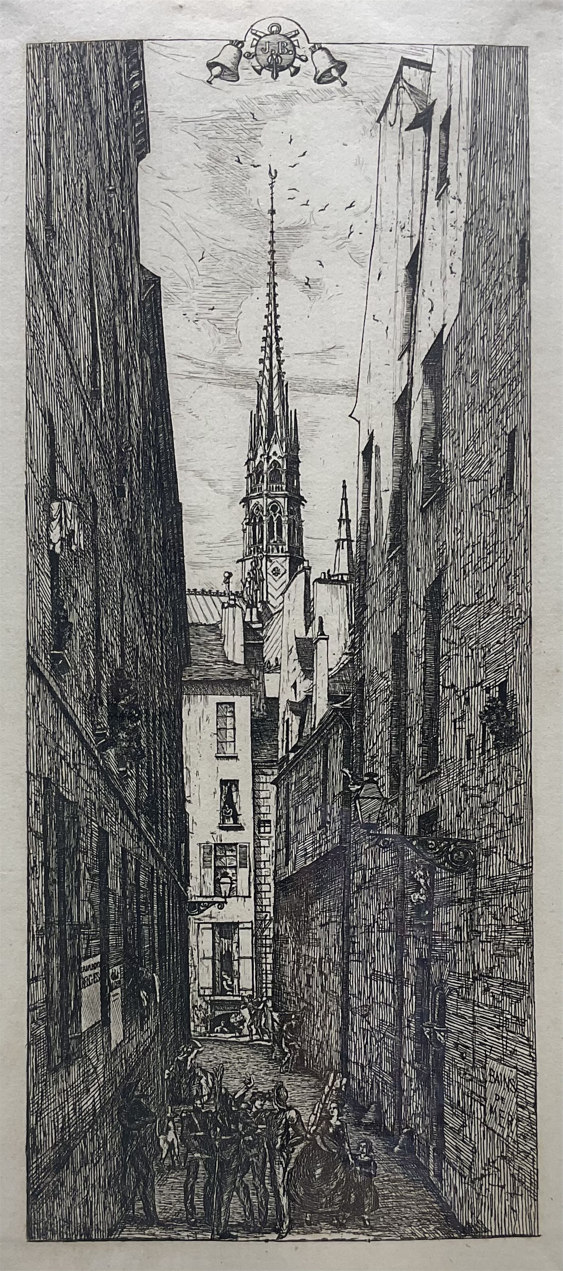 Charles Meryon (French 1821-1868): 'La Rue des Chantres - Paris' (Delteil 17; Schneiderman 85), etching pub. 1862, state iv/vi, 28.8cm x 11.9cm 