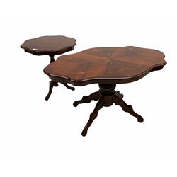 Italian marquetry coffee table and similar wine table