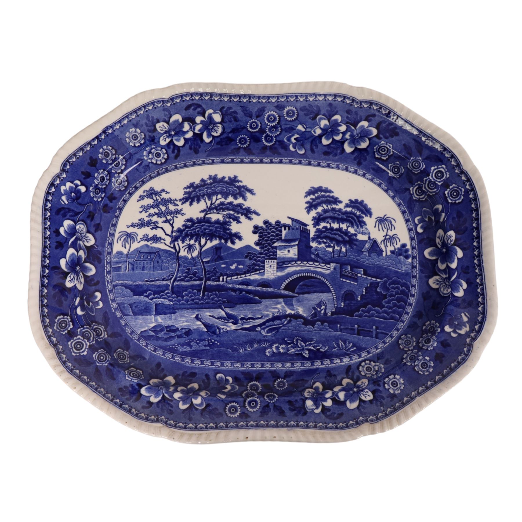Spode Tower pattern graduating set of three platters, largest L54cm D43cm 