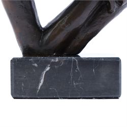 Bronze sculpture,  Abstract lovers  upon a marble base, H28cm