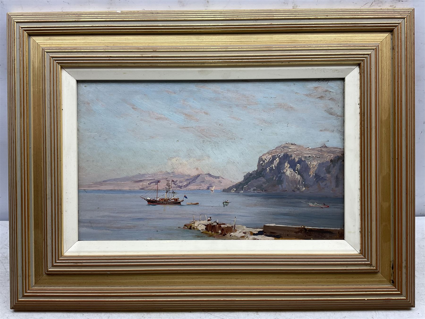 Bernardo Hay (British 1864-1931): Capri Seascape at Sunset, oil on board signed 20cm x 34cm 