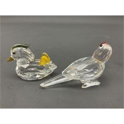 Fourteen Swarovski Crystal bird figures, to include toucan, mandarin duck, swans, parrot, cranes etc 