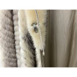 Saga mink full length fur coat, with chevron patterning to sleeves and body, with label to lined interior, approx size 12