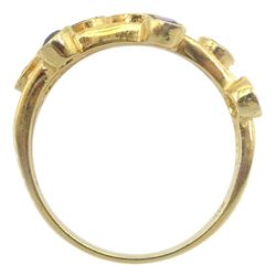 Silver-gilt multi gemstone set ring, stamped sil