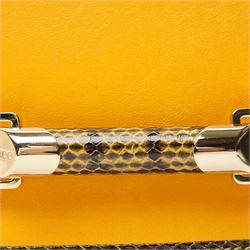 Jimmy Choo - ‘Shadow’ Mini Bag, introduced circa 2016, in mustard yellow leather with python trim and gold-tone chain shoulder or crossbody strap and hardware, unused with original dust bag