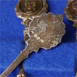 'The Twelve Roman Spoons' a set of twelve silver spoons each with the head of a Deity in fitted case London 1971 Maker John Pinches