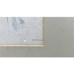 Mary Annie Sloane (British 1867-1961): Portrait of the Artist's Son 'Peter', watercolour signed titled and dated 1918, 13cm x 11.5cm 
Notes: Sloane was a student of Sir Hubert von Herkomer (British 1849-1914) from whom she developed her skills in etching and engraving, her watercolours are more uncommon. 