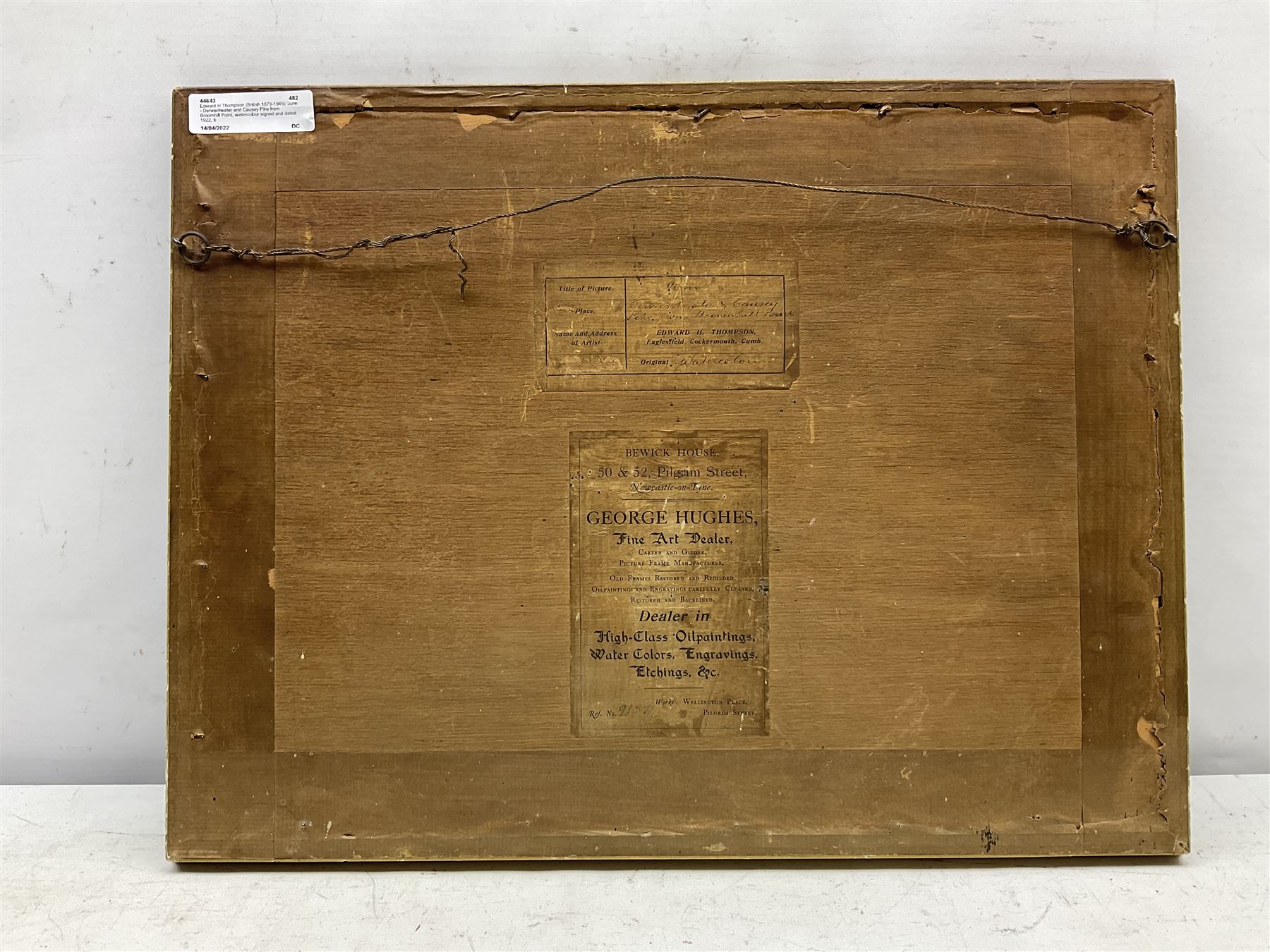 Edward H Thompson (British 1879-1949) 'June - Derwentwater and Causey Pike from Broomhill Point, watercolour signed and dated 1922, titled on artist's studio label verso 20cm x 30cm