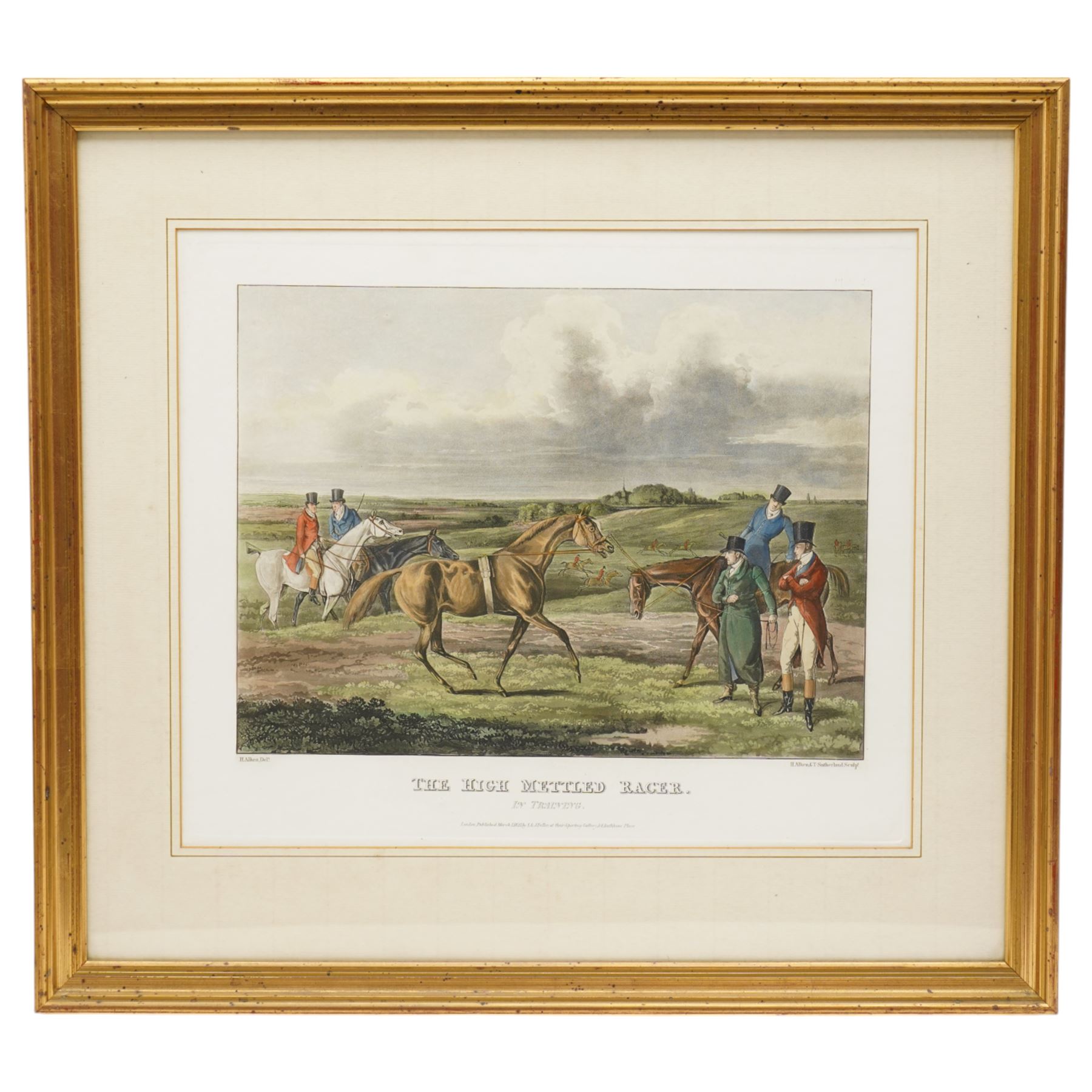 Thomas Sutherland (British 1785-1838) after Henry Thomas Alken (British 1785-1851): 'The High Mettled Racer', complete set of six engravings and aquatints with hand-colouring 37cm x 44cm (6)