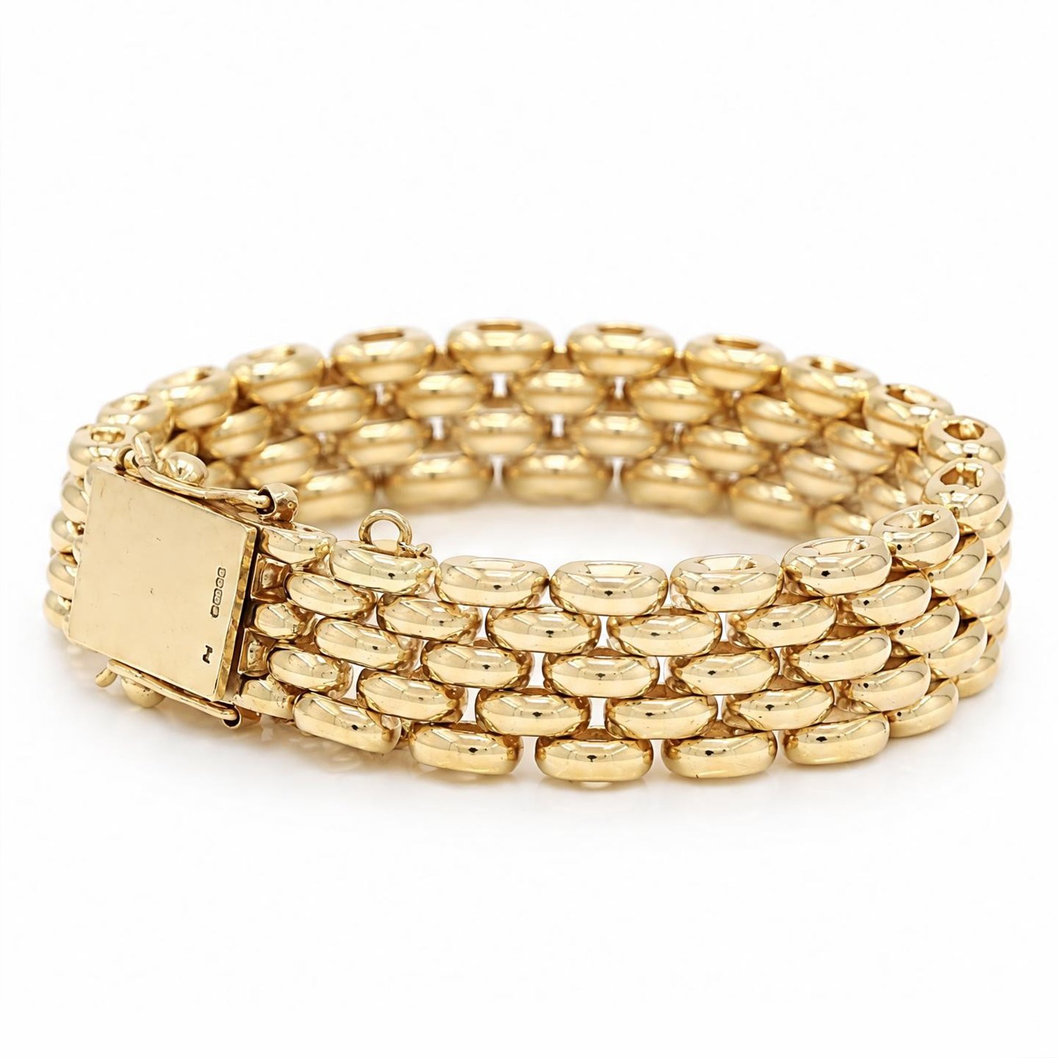 9ct gold five row brick link bracelet, Birmingham 1993