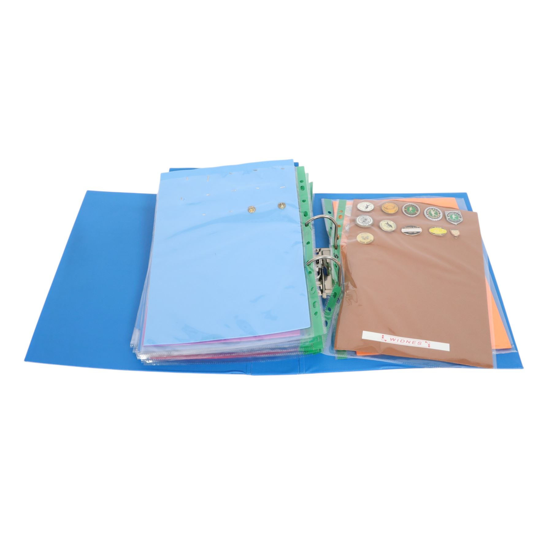 Rugby League club enamel badge collection, from teams including Bradford, Castleford, Huddersfield, Hull FC, Leeds, Leigh, St Helens, Salford, Wakefield, Wigan, York, Batley, Barrow, Bramely, Dewsbury, Featherstone, Halifax, Hunslet, Keighley, Oldham, Rochdale, Sheffield, Widnes, Workington, etc, all circa 2021, housed in two folders, (approximately 250)