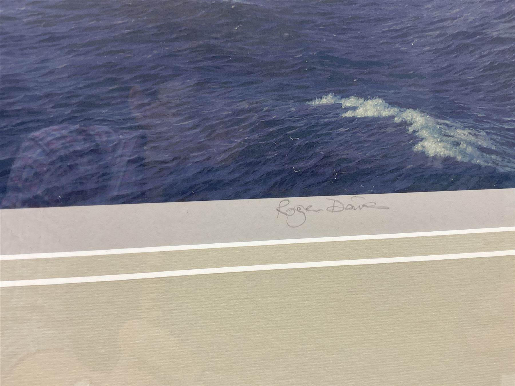 Roger Davies (British 1945-): Racing Yachts - 'Lulworth Westward and Shamrock V', limited edition print signed and numbered 17/850 in pencil 50cm x 75cm