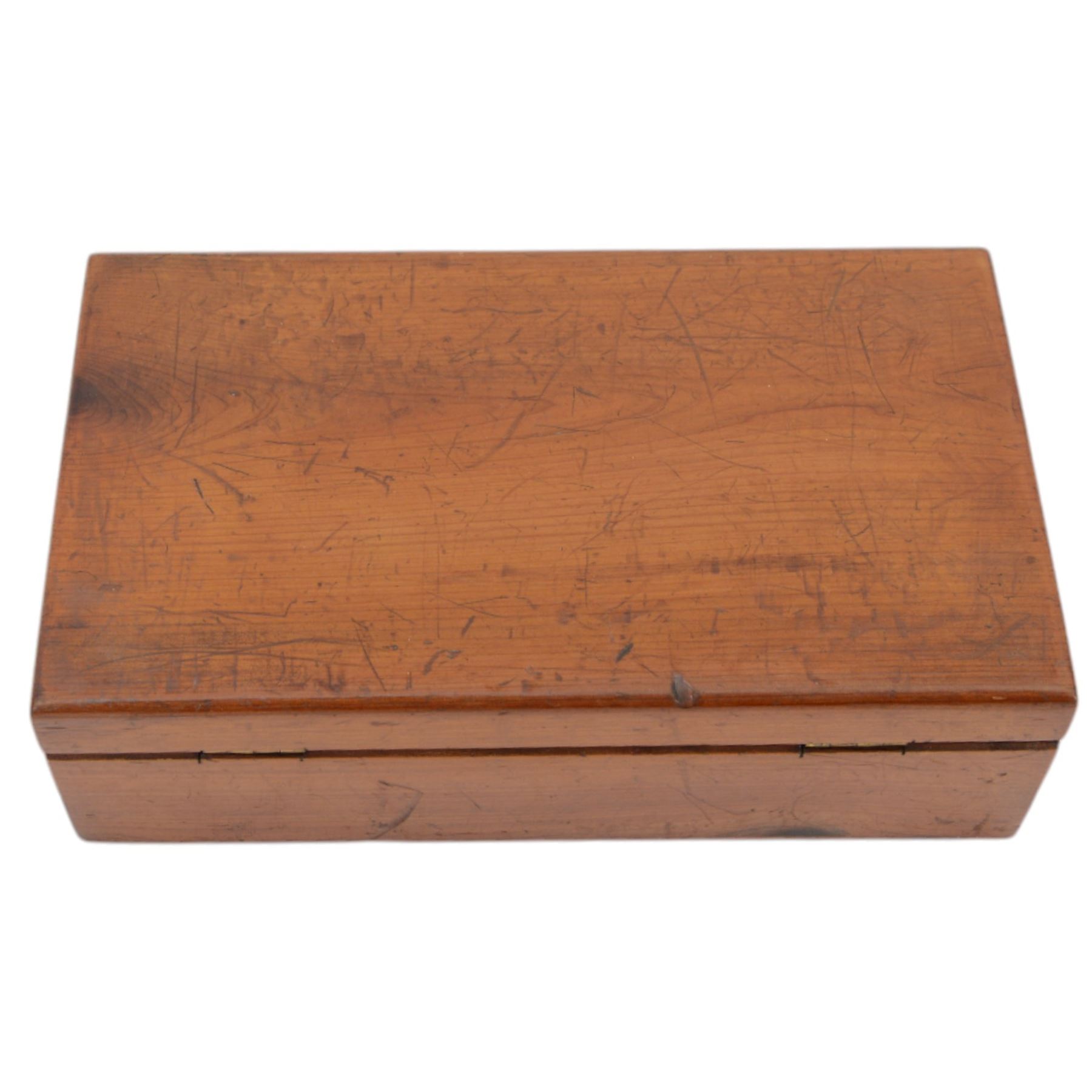 Horn powder flask, together with copper flask and a box of gun parts  