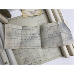Collection of architectural plans and drawings related to The Grand Hotel, Scarborough, predominantly by Spiers and Pond Surveyors, London, dating from the 1920s to 1950s, to include Third Floor Plan New Bathrooms and Basins in Bedrooms on Landside 1929, Fourth Floor Plan by Alderson & Allen Chartered Architects 1952, 1940s amendments etc