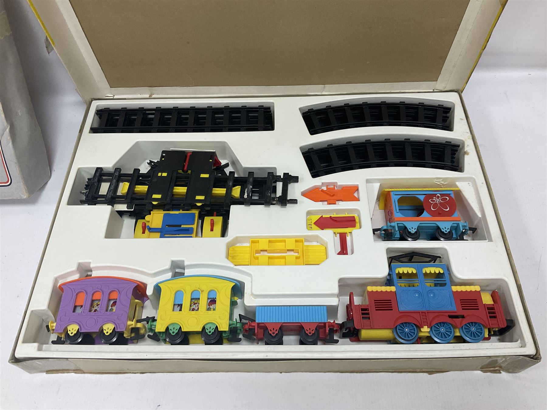 Large quantity of toy railway collectables, to include Faller ‘Hit Train’ boxed sets 3706, 3732, 3753; Lima automatic car unloader, quantity of track and accessories, etc in two boxes 