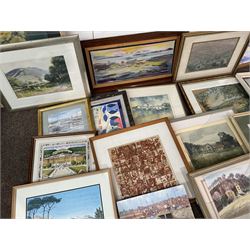 Collection of 20th century and contemporary watercolours and other original works to include Malcolm Jones, Major F Osborne, John Ayers, Joe Hush and Stanley Cunningham in one box (approx. 18)