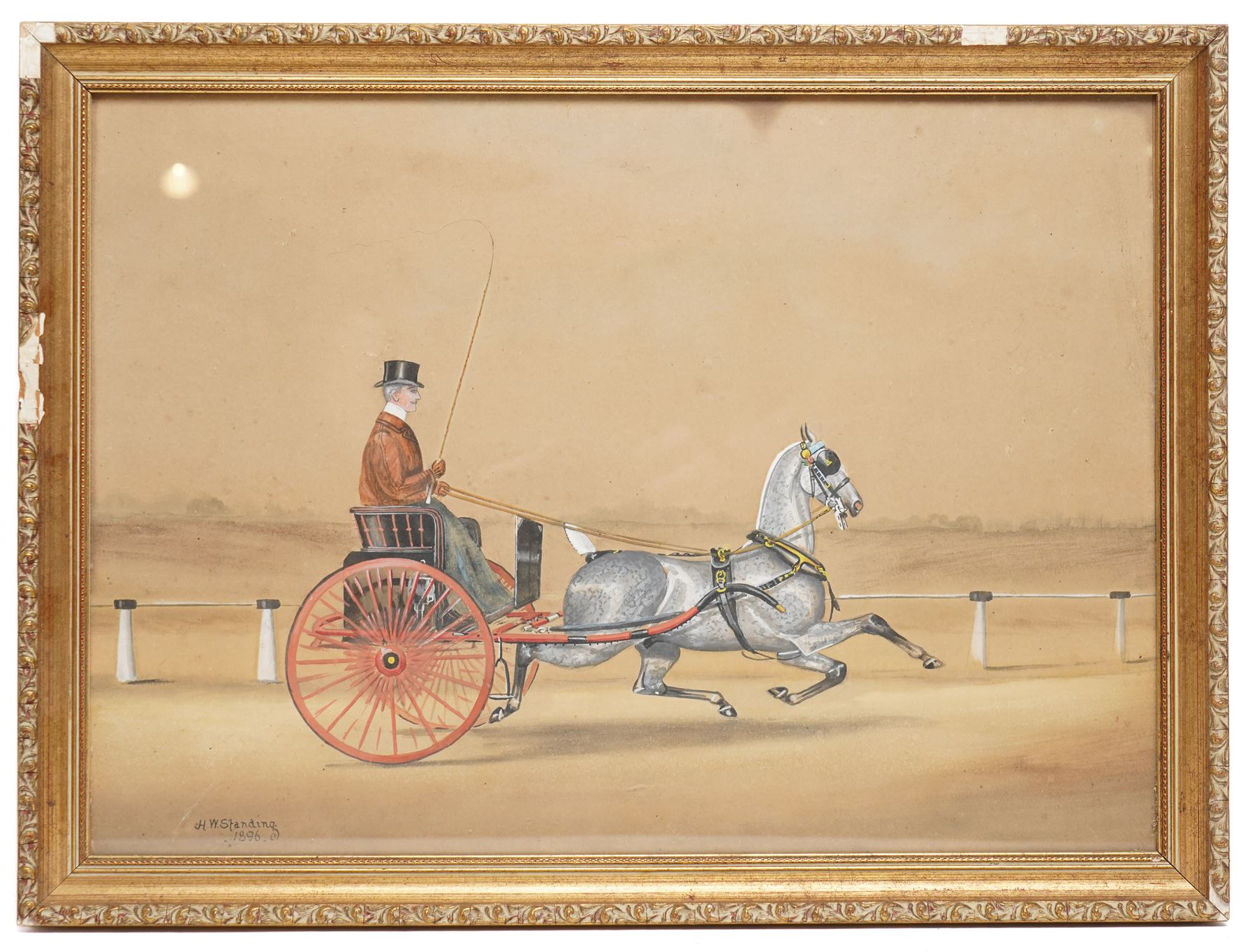 Henry William Standing (British 1894–1931): Gentleman in Horse-drawn Cart, watercolour signed and dated 1896 37cm x 50cm