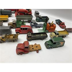 Dinky - twenty-six unboxed and playworn die-cast models including Foden Regent Tanker, two Foden lorries, Pressure Refueller No.642, Snow Plough, Elevator Loader, Foden Dump Truck, Blaw Knox Bulldozer and other commercial vehicles