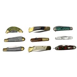 Nine pocket knives including two Ravi folding knives, Richards of Sheffield single blade folding knife etc