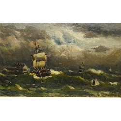 Duncan Fraser Mclea (British 1841-1916): 'Danish Brigg Entering the Tyne on a Stormy Dawn', oil on board signed, dated and titled 1907 verso 18.5cm x 30cm  