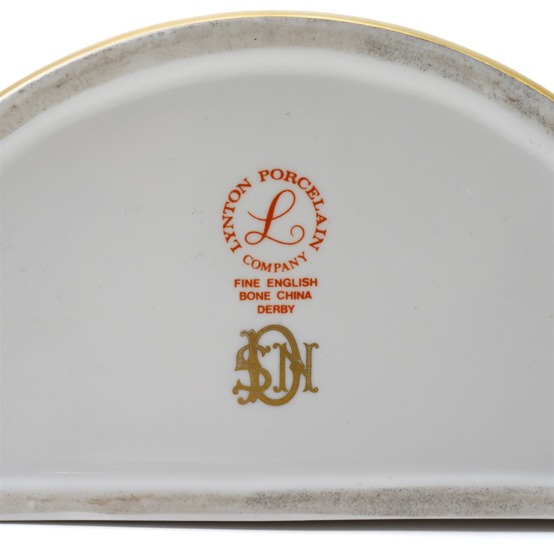 Lynton Porcelain Company demi-lune bough pot and cover, painted with naval scene, printed marks to base, W18cm 