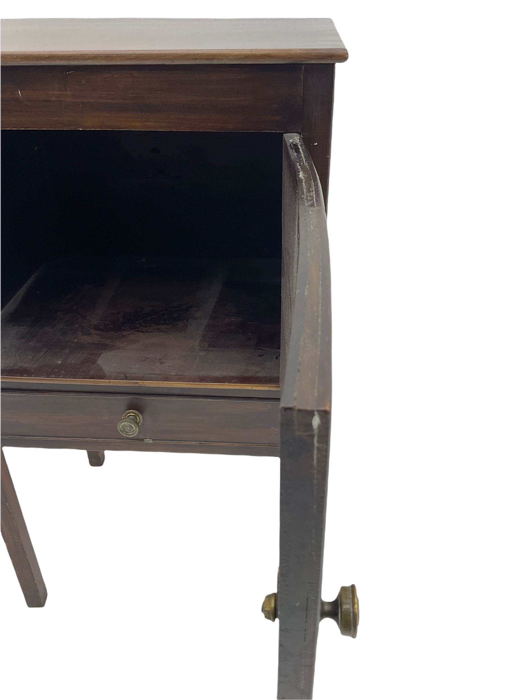 Georgian mahogany night cupboard, enclosed by single door and fitted with single drawer, square supports