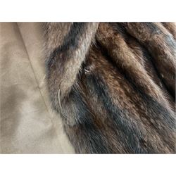 Ladies three quarter length brown mink coat, together with a ladies short black rabbit fur coat 