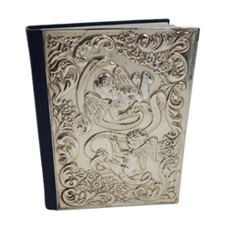  Silver fronted pocket bible embossed with cherubs by Harman Brothers, Birmingham 1990 H12.5cm   