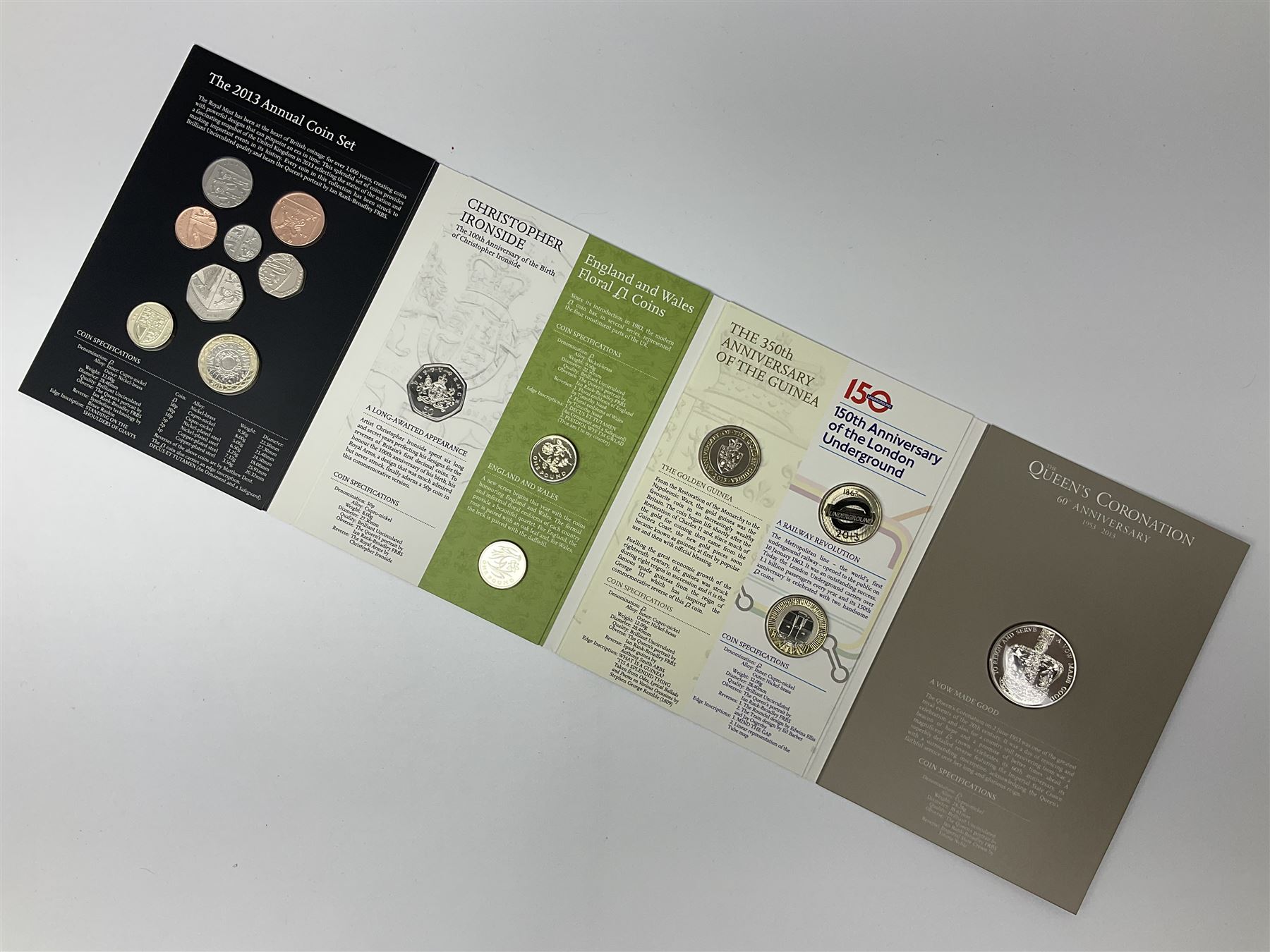 The Royal Mint United Kingdom 2013 annual coin set, in card folder 