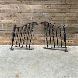 Set of wrought cast iron handrails in a black finish,