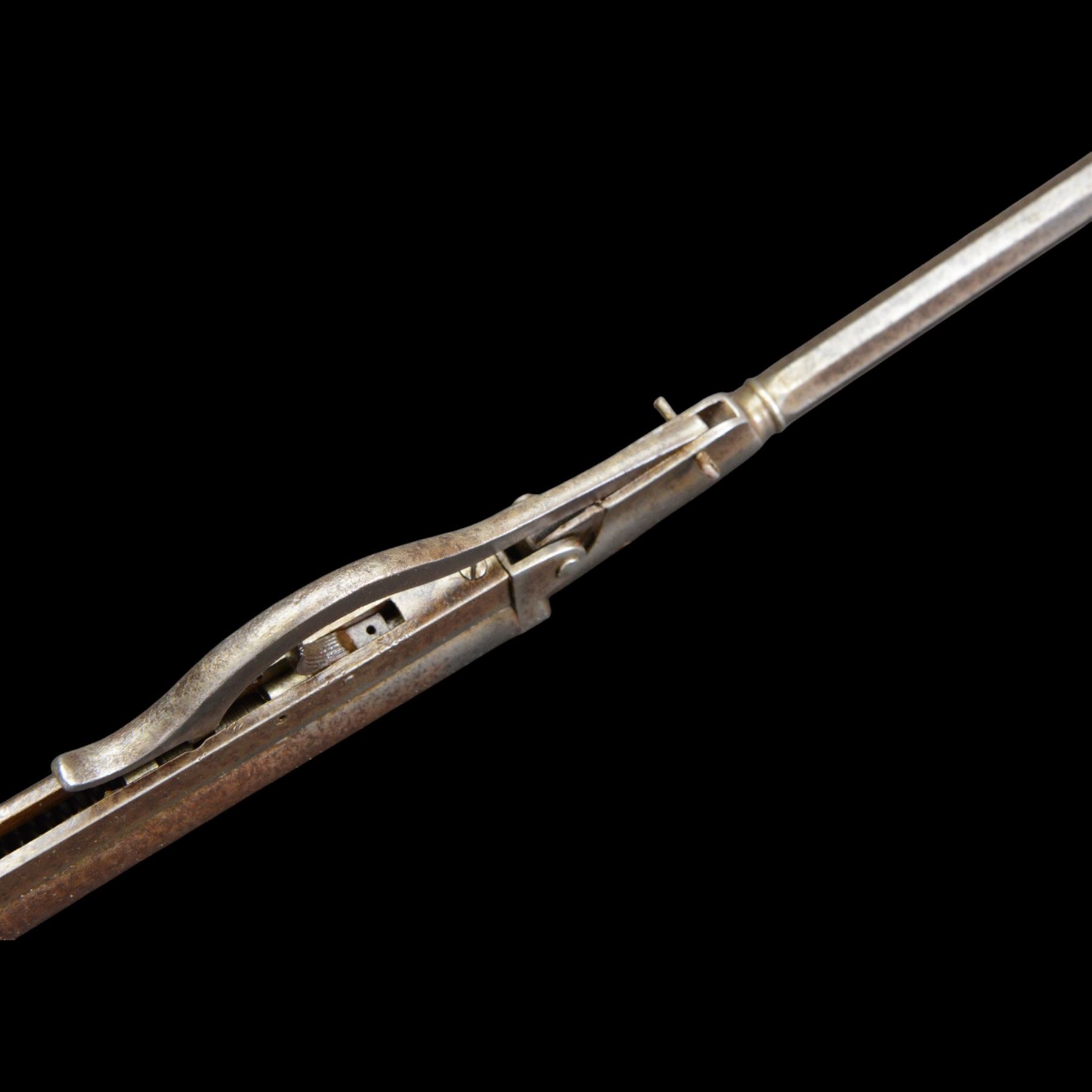 Air rifle with  octagonal and circular barrel, possibly Belgian but seemingly unmarked, L90cm