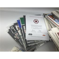 Queen Elizabeth II first day covers, mostly with printed address and special postmark, small number of decimal collectors packs and various, mostly low value, mint usable postage stamps, in one box