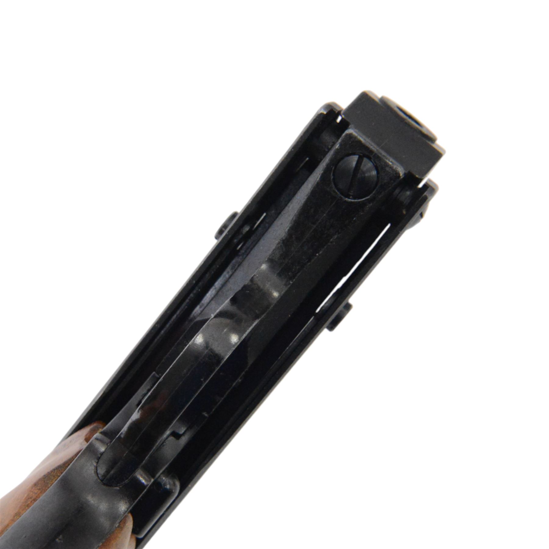 FB Record Jumbo .177 air pistol with shaped wooden grips and adjustable sights, L18cm