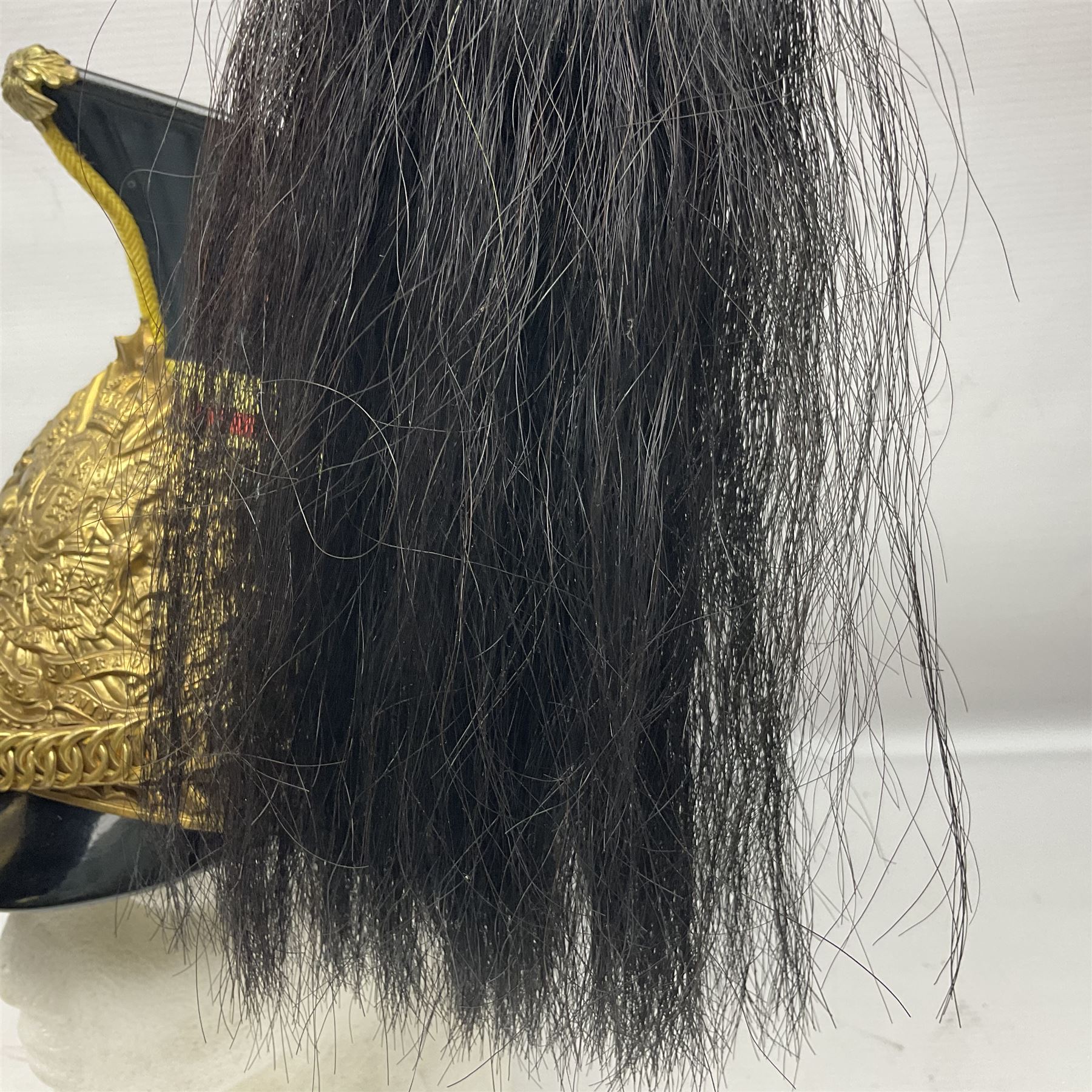 Lancers cap with original 19th century fittings for the 16th Lancers on a modern fibre glass shell with liner