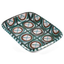Robert Picault rectangular dish, Vert et Brun decoration, L24cm, D18cm