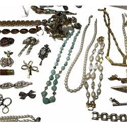 Silver cigar piercer by Dunhill, Birmingham 1958, gold garnet ring, stamped 9ct, Victorian rose gold shank hallmarked with soldered gilt cameo head and a collection of vintage and later costume jewellery