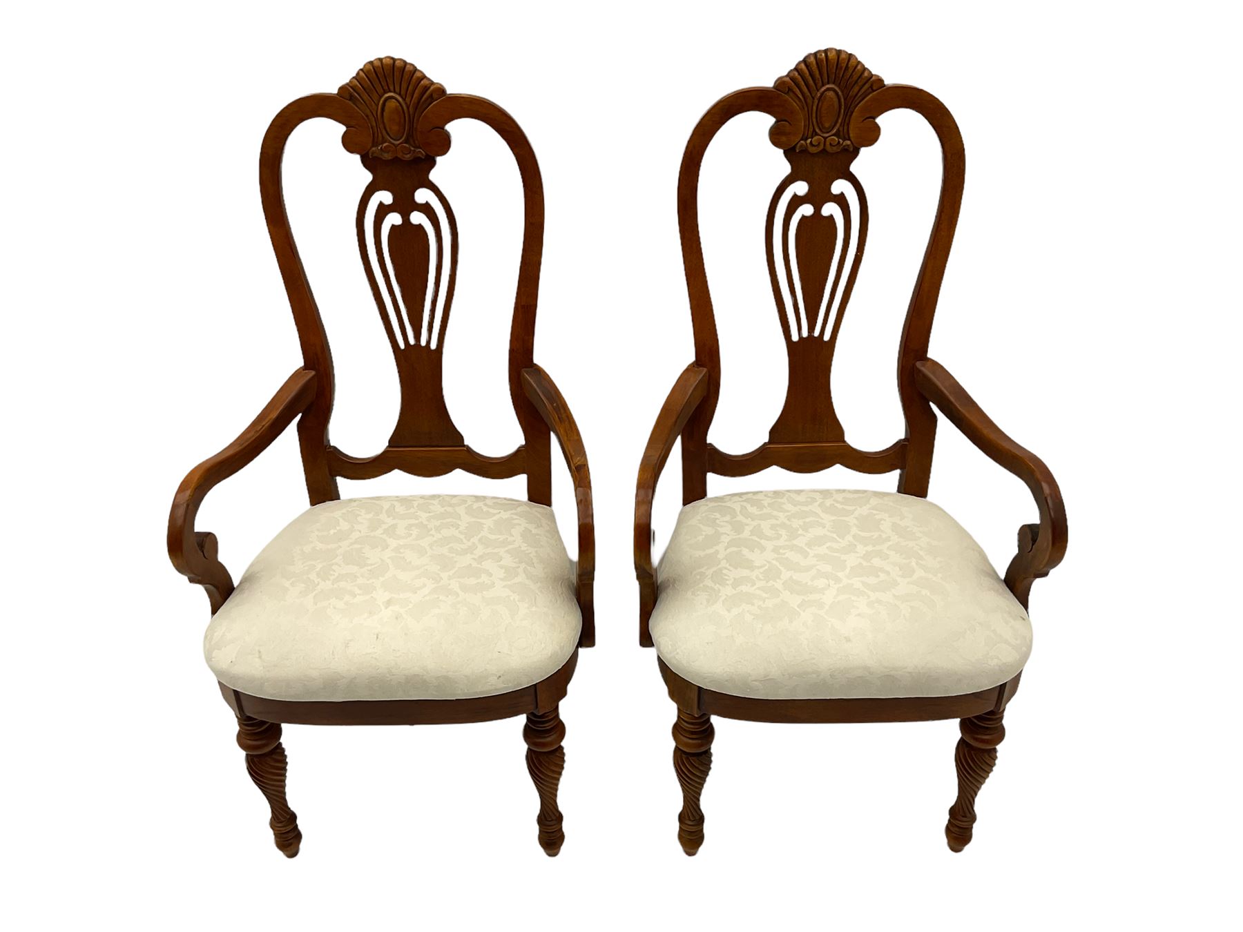 Lexington - Classical design walnut extending dining table, with two leaves; and ten chairs with upholstered seats