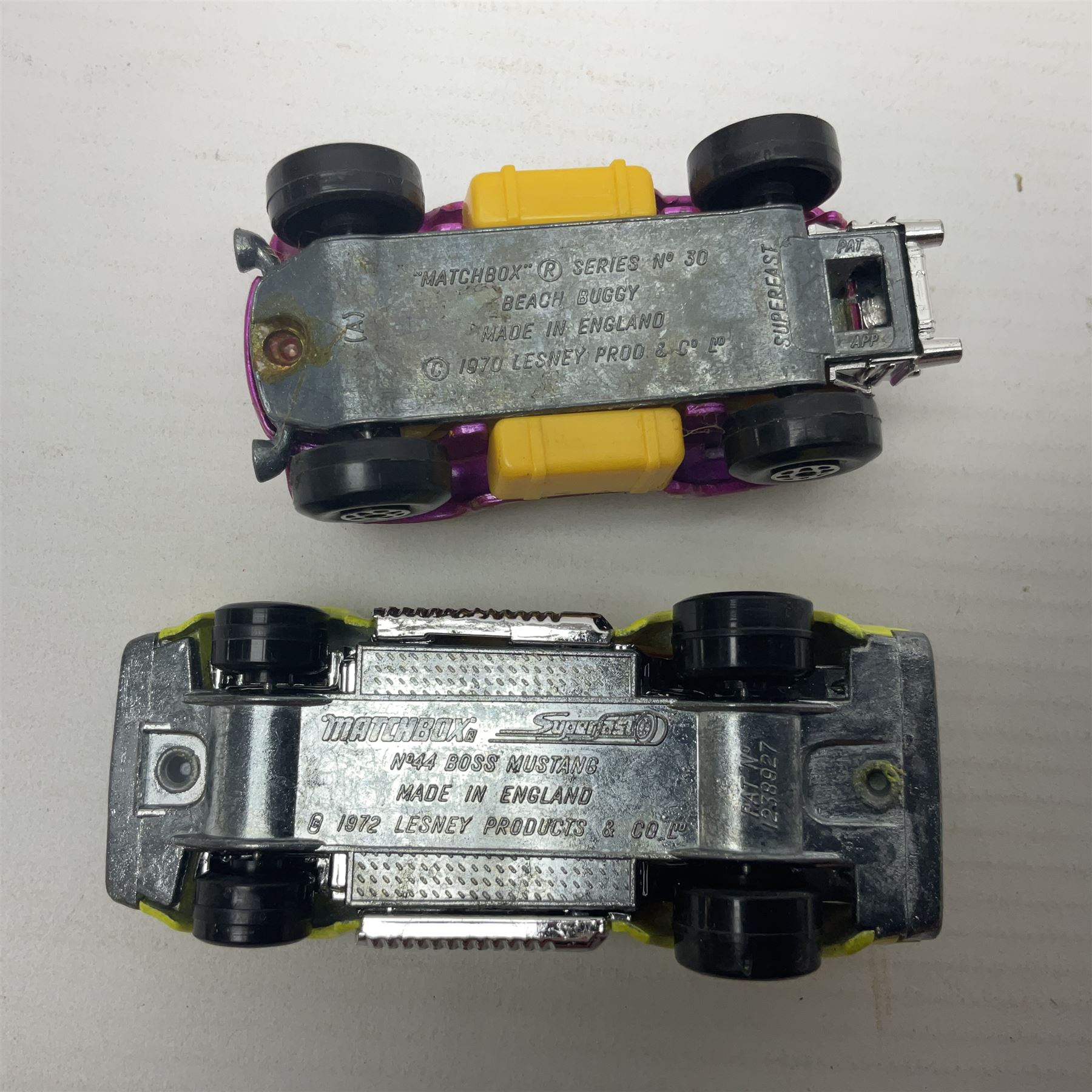 Matchbox 1-75 Series 'Superfast' ex-shop stock - eight models ccomprising 30d Beach Buggy, 41d Siva Spyder, 43d Dragon Wheels, 44d Boss Mustang, 45c Ford Group 6, 51d Citroen S.M., 52c Dodge Charger Mk.III and 75c Alfa Carabo in 39d Clipper box; all boxed (8)