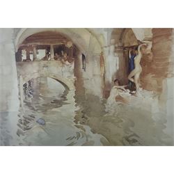 After Sir William Russell Flint (Scottish 1880-1969): 'Unexplored City' 'An August Morning' 'The Wishing Well' and 'Water Arches', set four colour prints max 27cm x 39cm (4)