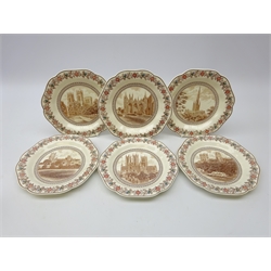  Set of six Wedgwood L.N.E.R Cathedral Series shaped dessert plates D23cm   