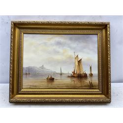 Ronald Cavalla (British 1940-): Boats in a Calm, oil on canvas signed 30cm x 40cm