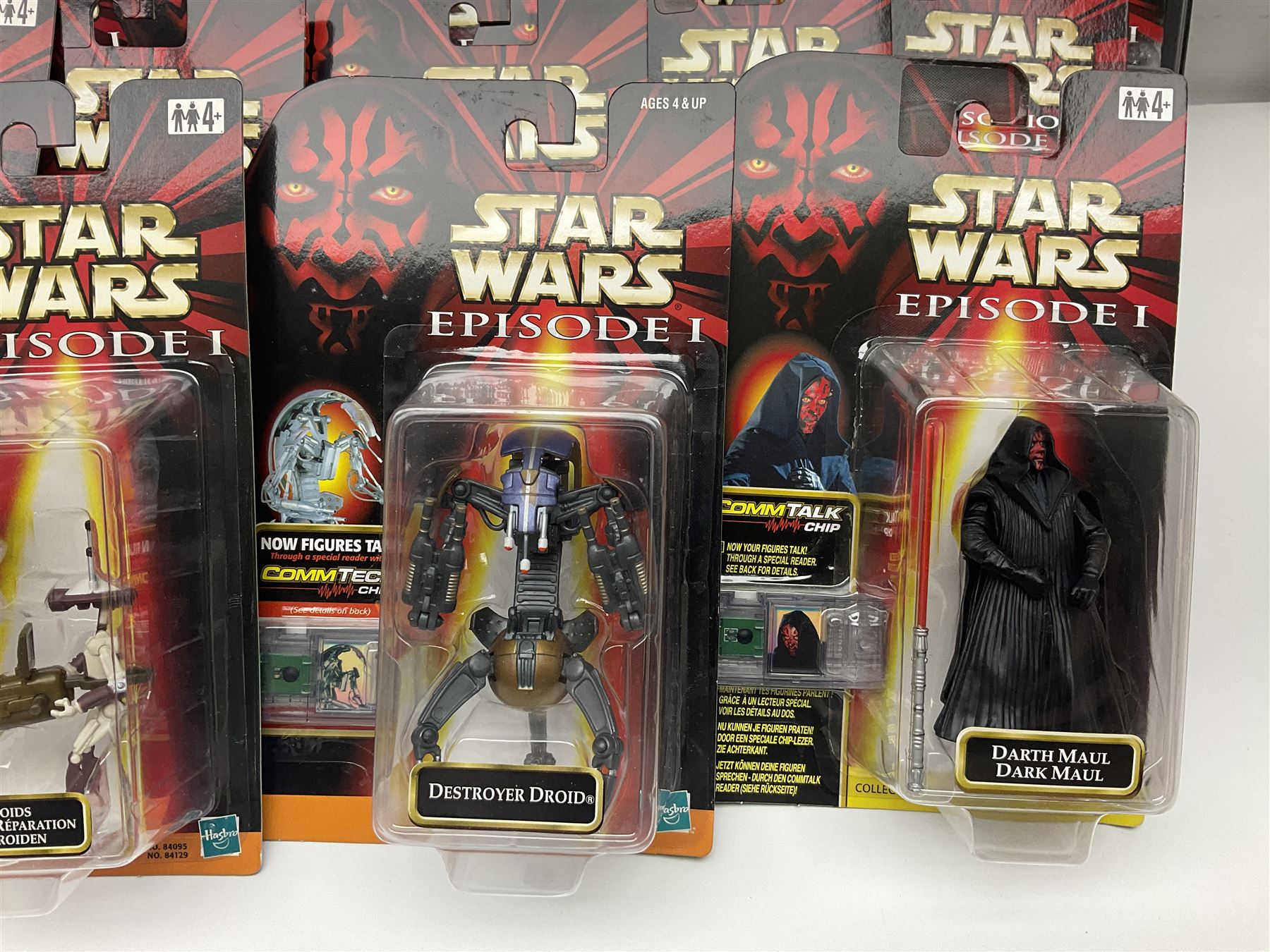 Star Wars - twenty-five 1998/1999 Star Wars Episode One figures and accessory sets by Hasbro in original card backed packaging; both Collection 1 and 2 with Electronic Commtalk reader for each figure's commtalk chip.