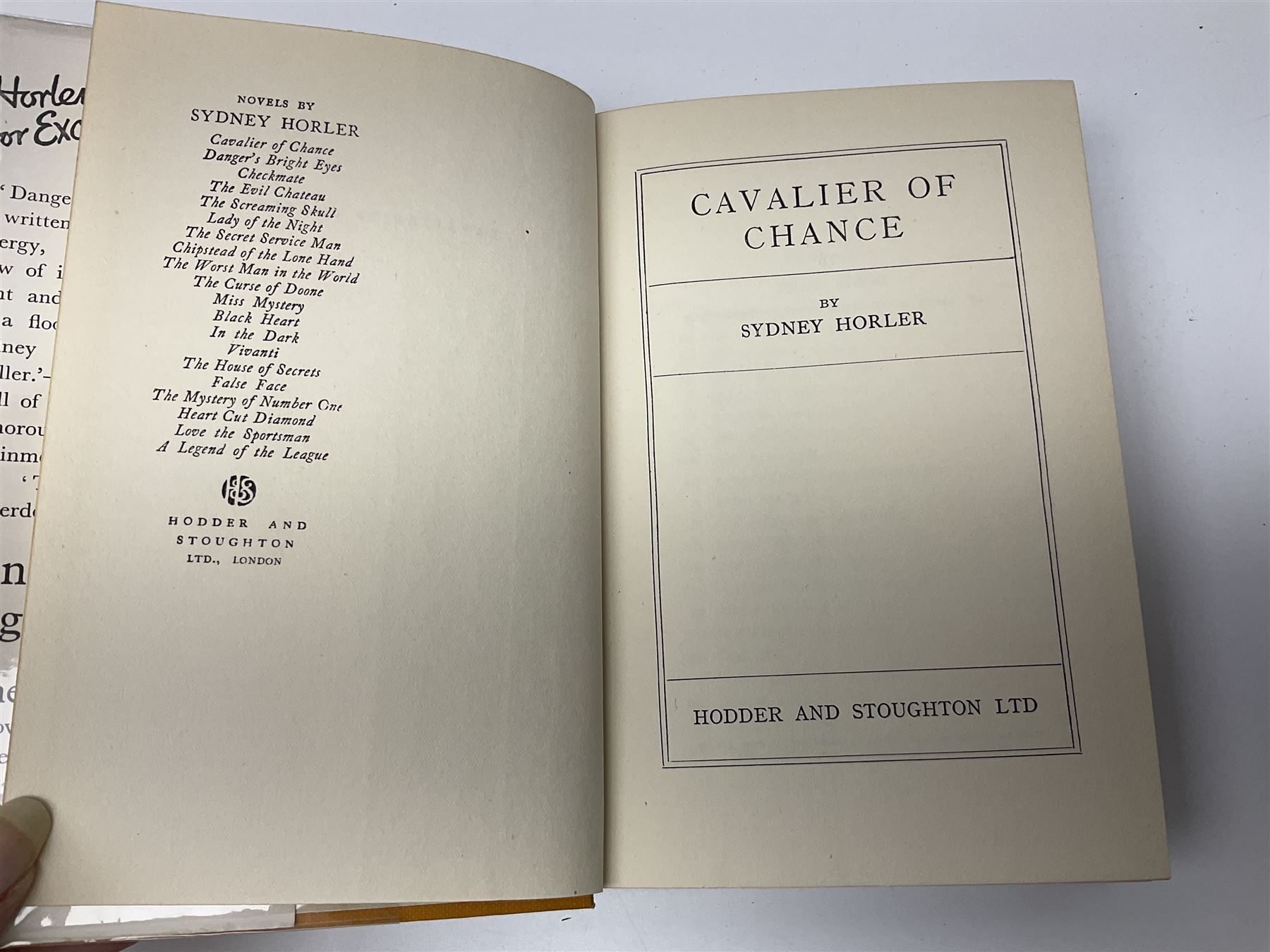 Collection of Hodder and Stoughton yellow jacket version books, to include Sydney Horler, George Goodchild, Dornford Yates, Leslie Charteris etc 